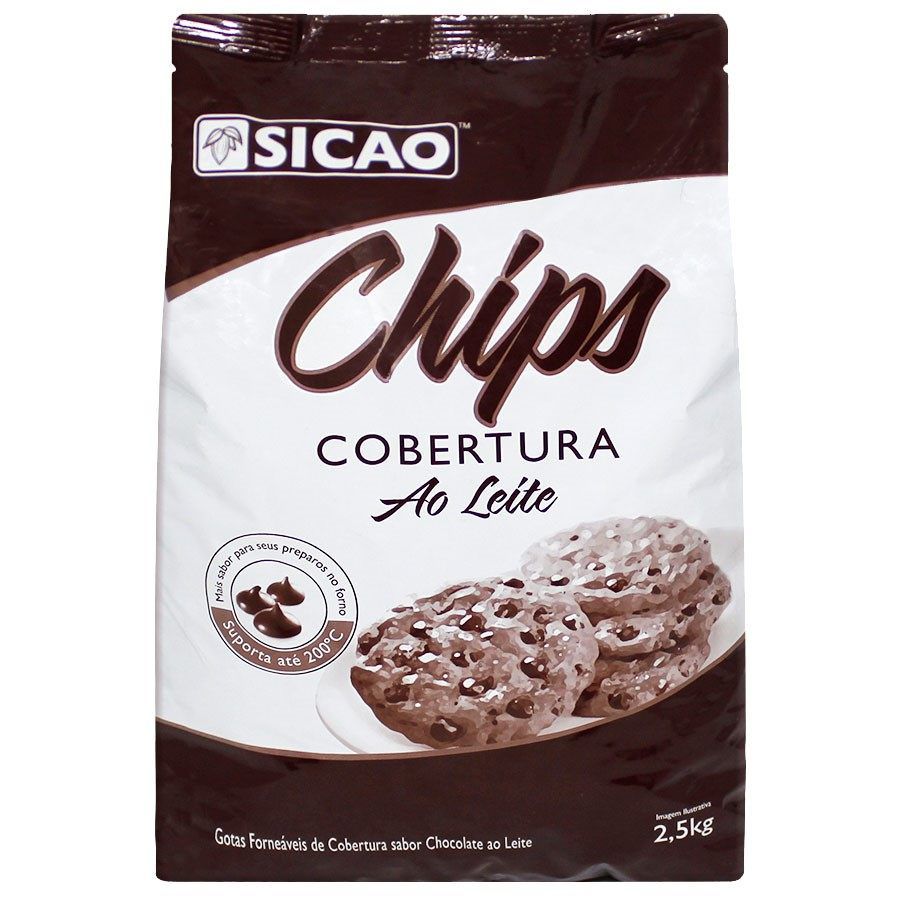 Gotas Forneáveis de Cobertura sabor chocolate ao Leite 2,5kg Sicao
