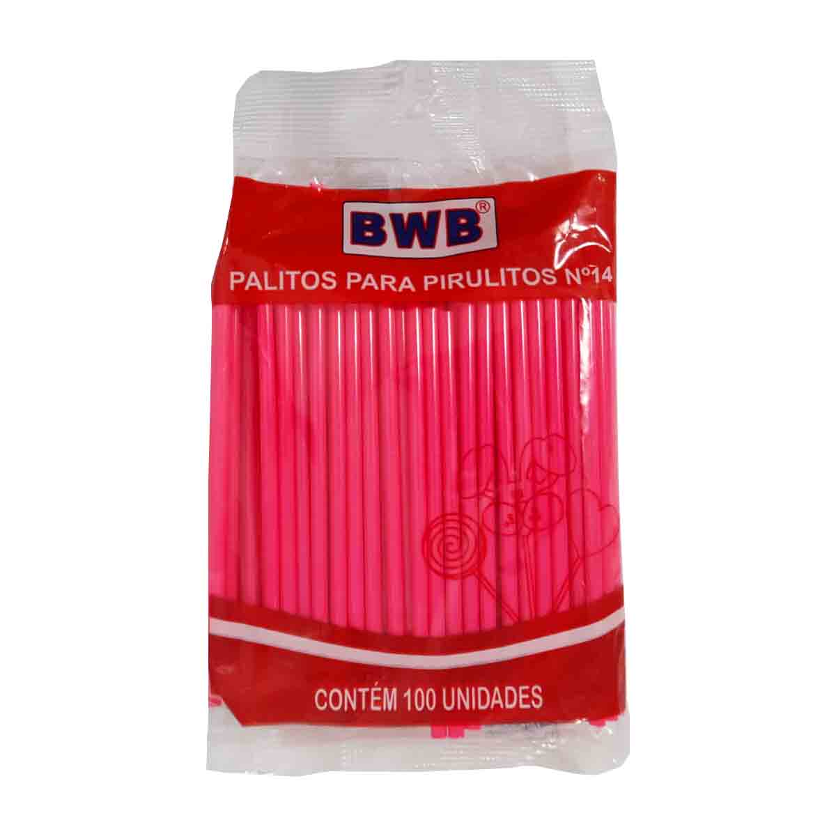 Palito Pirulito Pink com 100 unidades Nº14 Médio BWB