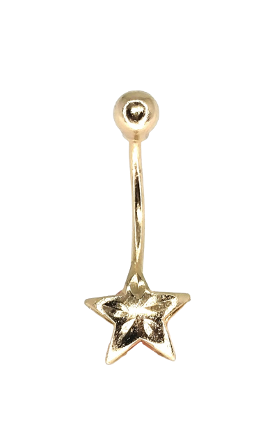 Piercing de ouro 18k de umbigo com estrela