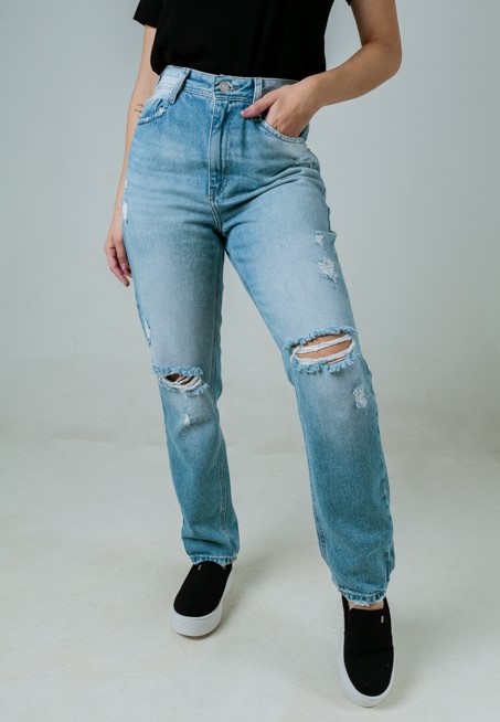 Calça Mom Jeans Destroyed Visual Jeans  - Choque Concept