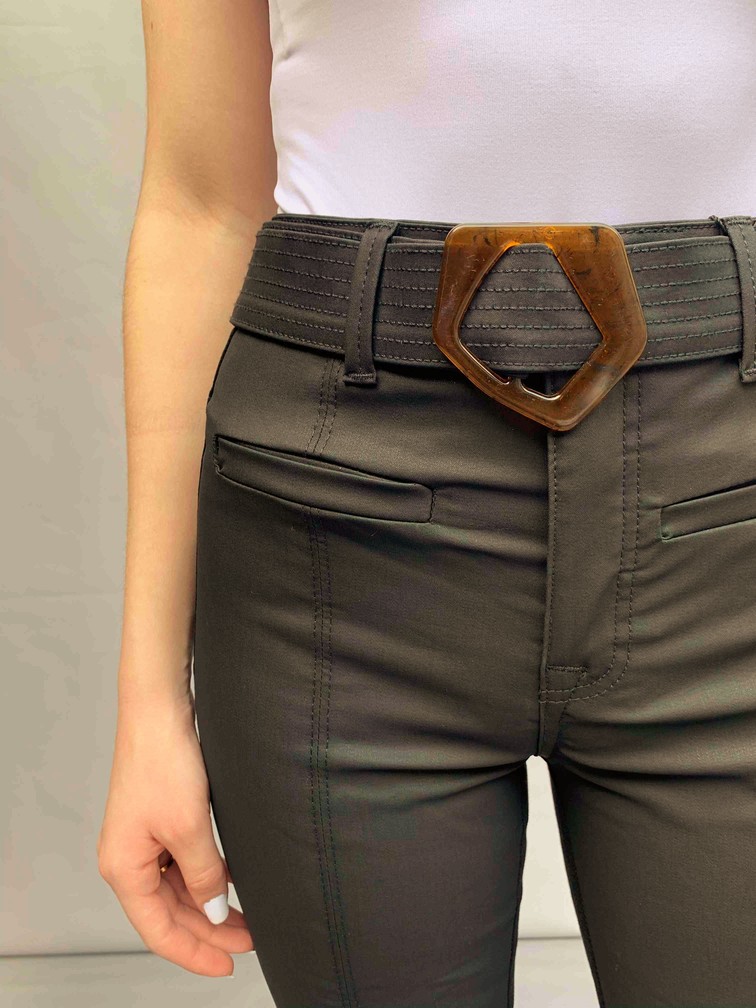 Calça Resinada Preta com Cinto Gatabakana  - Choque Concept