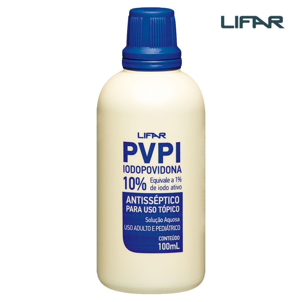 PVPI Iodopovidona Solução Aquosa 10% 100mL Lifar