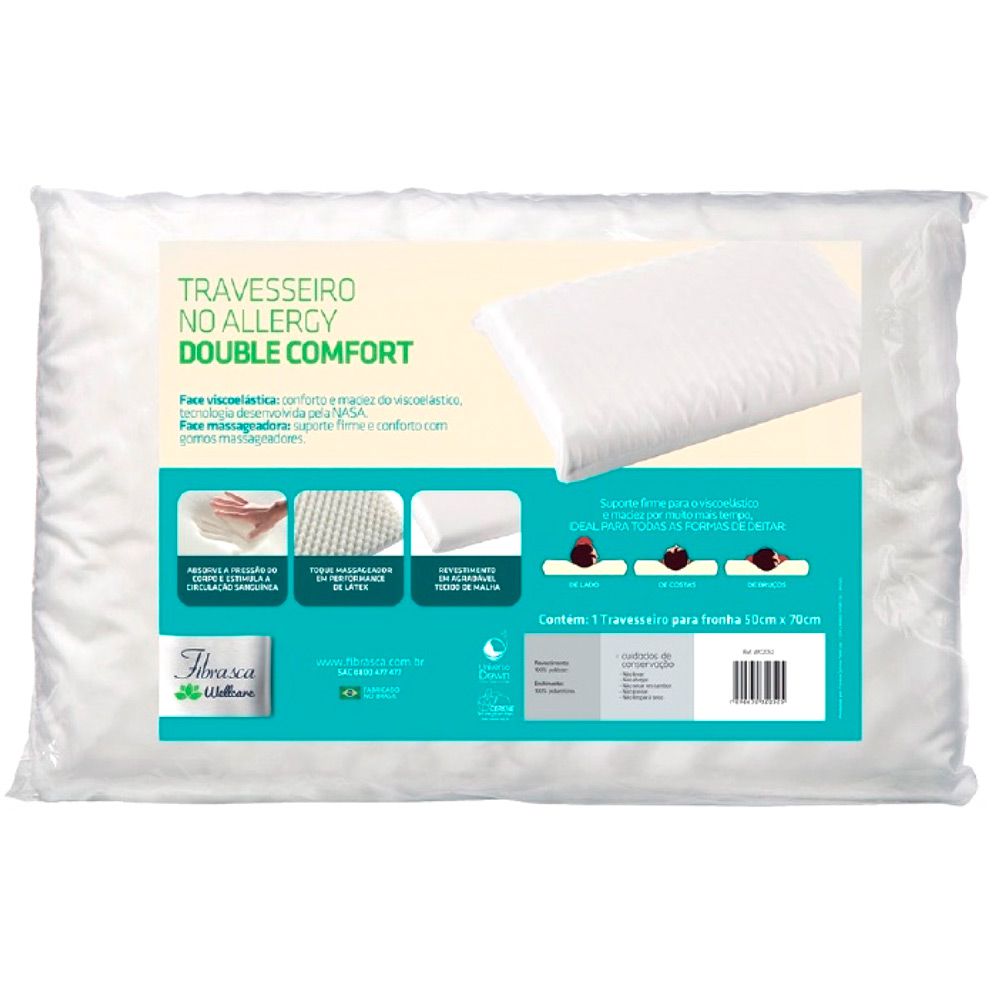 Travesseiro No Allergy Double Comfort WC2052 Fibrasca