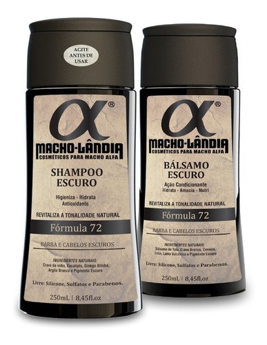 Kit Shampoo + Bálsamo Para Barba Escura - Macho Lândia 72