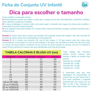 Conjunto Infantil Blusa UV Calcinha Sereia Especial Cecí Moda Praia