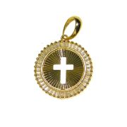 Gargantilha em Ouro 18K Medalha Crucifixo com Zircônia GPN177Z #2