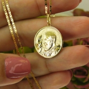Gargantilha em Ouro 18K Medalha Padre PioGP01 #3