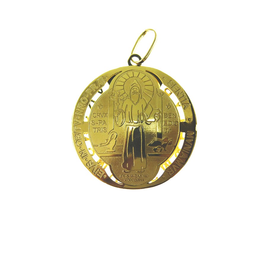 Pingente em Ouro 18K Medalha da Cruz de São Bento PGE02