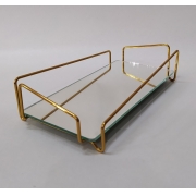 Bandeja Lavabo Golden c/ Espelho - Coleção Ângulo 10 x 28 cm