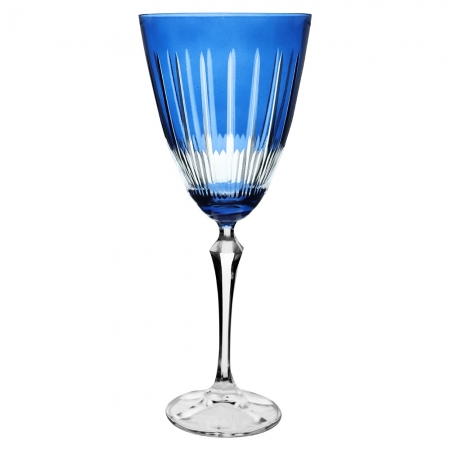 Taça Vinho Tinto Cristal Azul Lapidado Elizabeth Bohemia -  Unidade