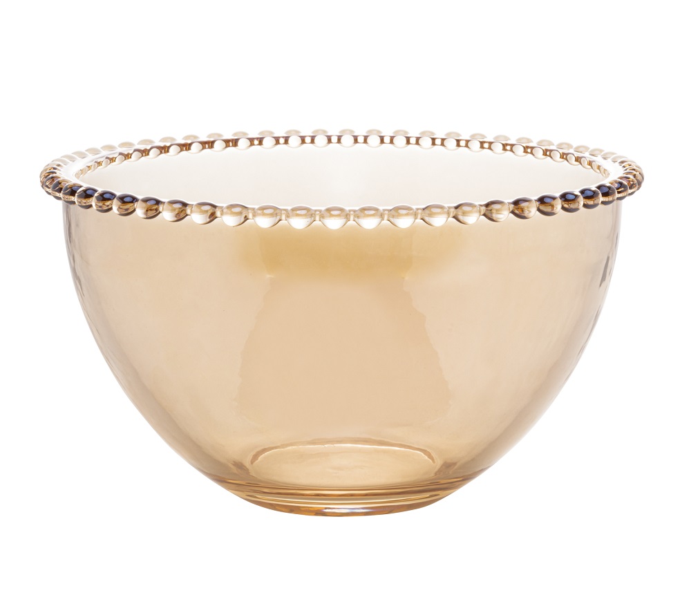 Saladeira Pearl Cristal Âmbar 21 x 12 cm