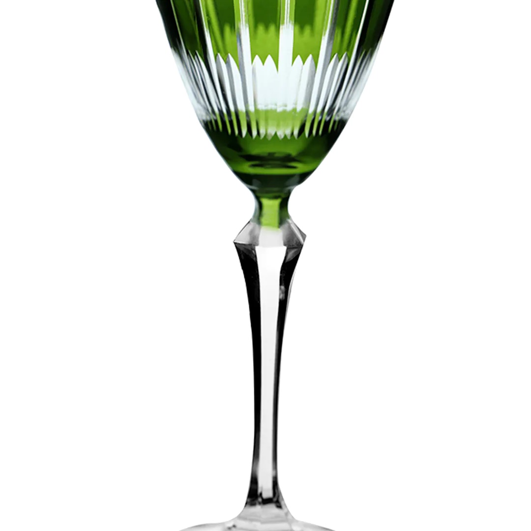 Taça Vinho Tinto Cristal Verde Lapidado Elizabeth Bohemia -  Unidade