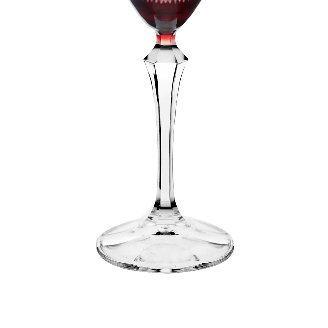 Taça Vinho Tinto Cristal Vermelha Lapidado Elizabeth Bohemia -  Unidade