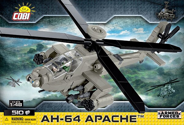 Helicóptero Militar Americano de Ataque AH-64 Apache 1/48 Blocos de Montar 510 peças Cobi