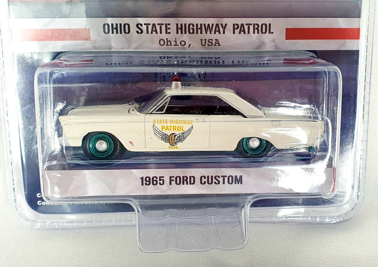 Miniatura Ford Custom 1965 Policia Hot Pursuit Greenmachine 1/64 Greenlight