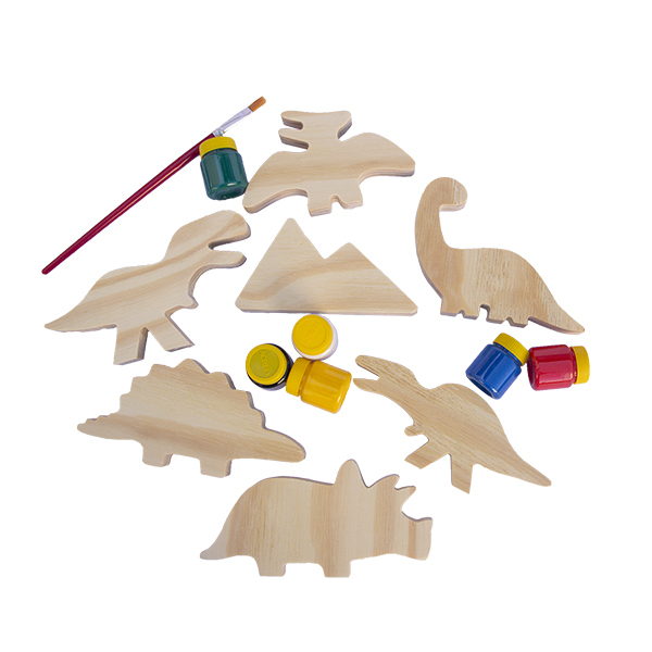 Brinquedo de madeira Kit Dinossauro para colorir, da Fábrika dos Sonhos - Cód. FS20