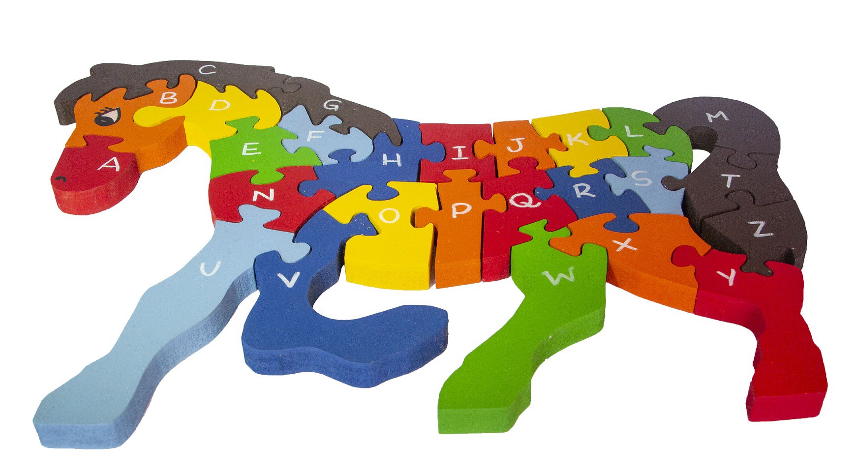 Brinquedo de madeira Quebra-cabeça com Alfabeto e Números Cavalo, da Fábrika dos Sonhos - Cód. FS10