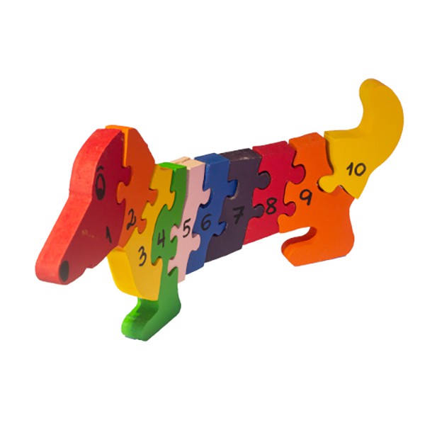 Brinquedo de madeira Quebra-cabeça com Números - Cachorro, da Fábrika dos Sonhos - Cód. FS01