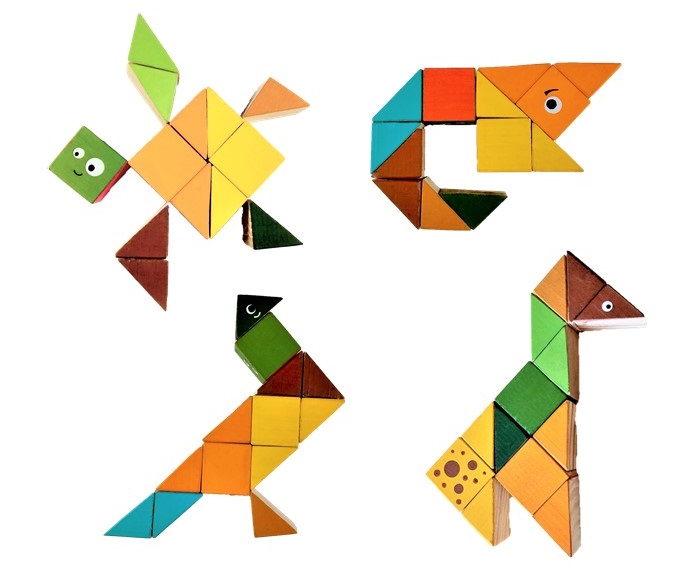 Tangram 3D Cubos de Madeira - Animais, da Cute Cubes - Cód. CC500