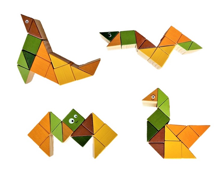 Tangram 3D Cubos de Madeira - Animais, da Cute Cubes - Cód. CC500