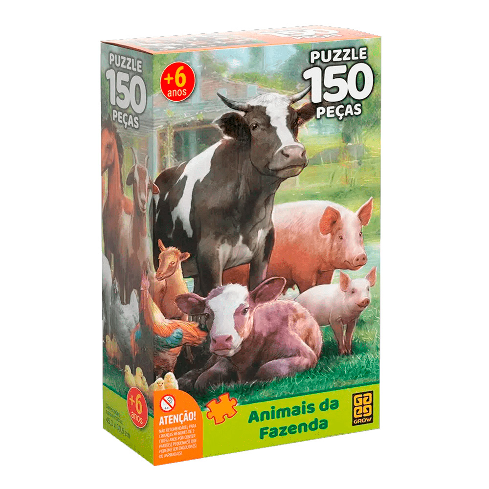 Quebra-Cabeça Animais da Fazenda Puzzle 150 Peças - Grow