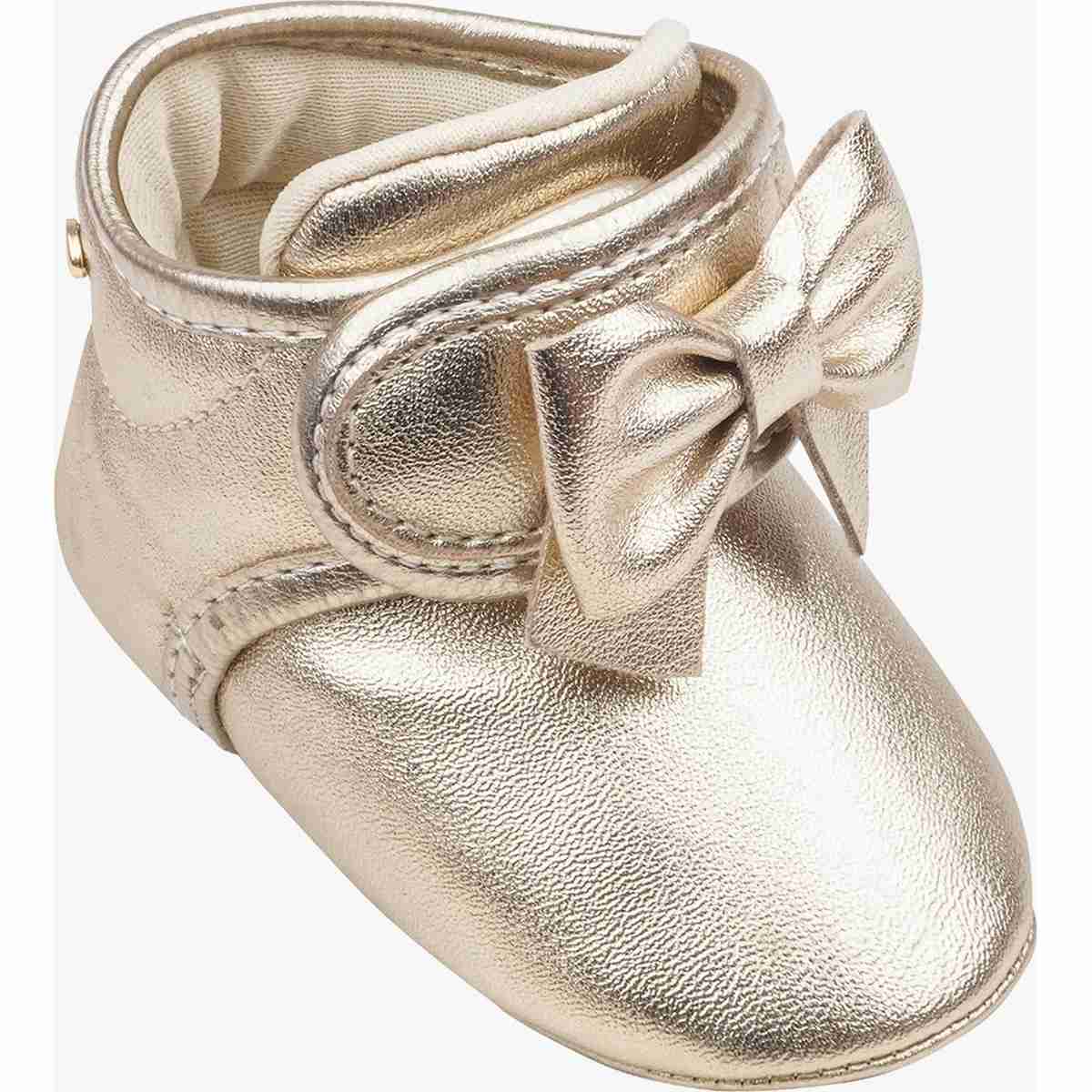 Sapato Pampili Bebê Cano Médio Nina Laço Dourado