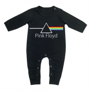 Macacão Bebê Longo em Malha Preto Rock Pink Floyd