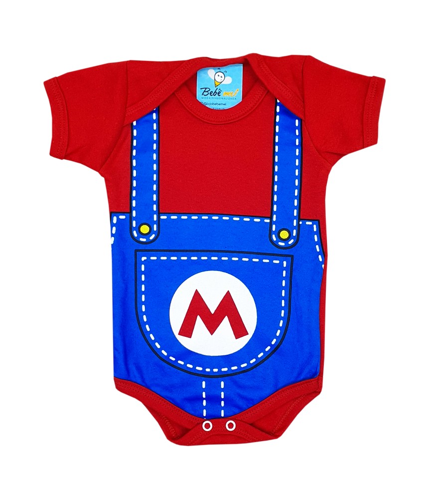 Body de Bebê Super Herói Mêsversário Mario Bross