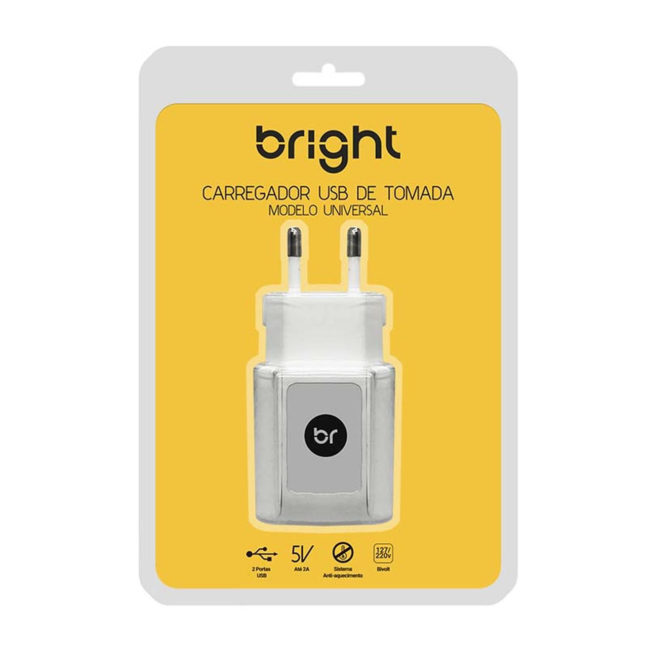 Carregador USB de Tomada com 2 portas USB Bivolt 377 - Bright - BRIGHT