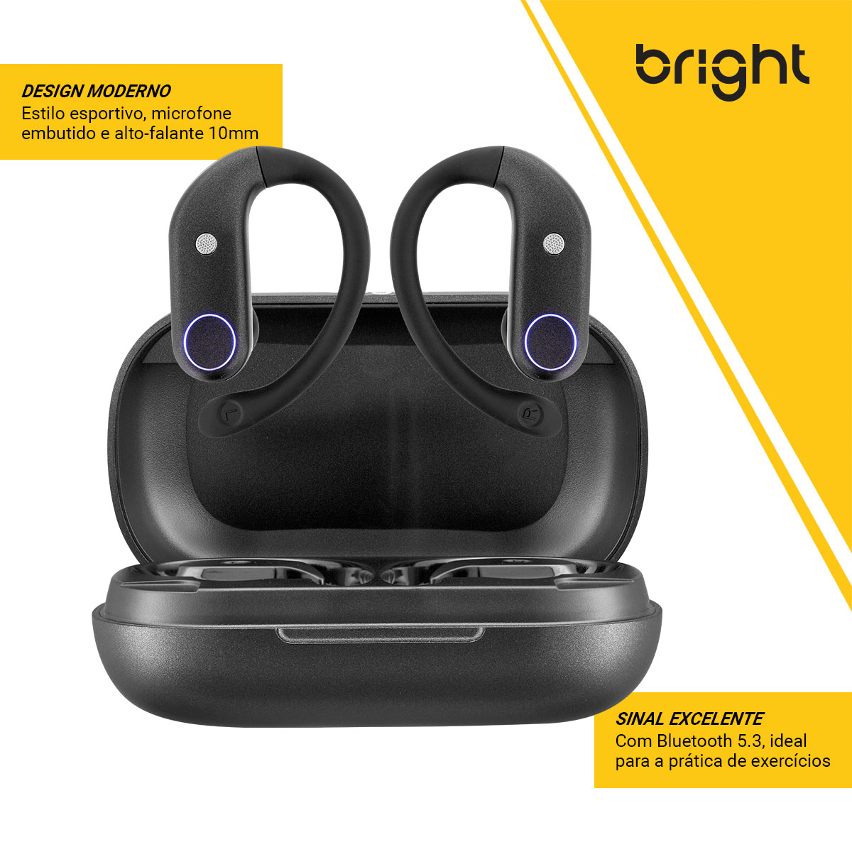 Fone de Ouvido Bluetooth Preto Resistente Água Bright FN572 - BRIGHT