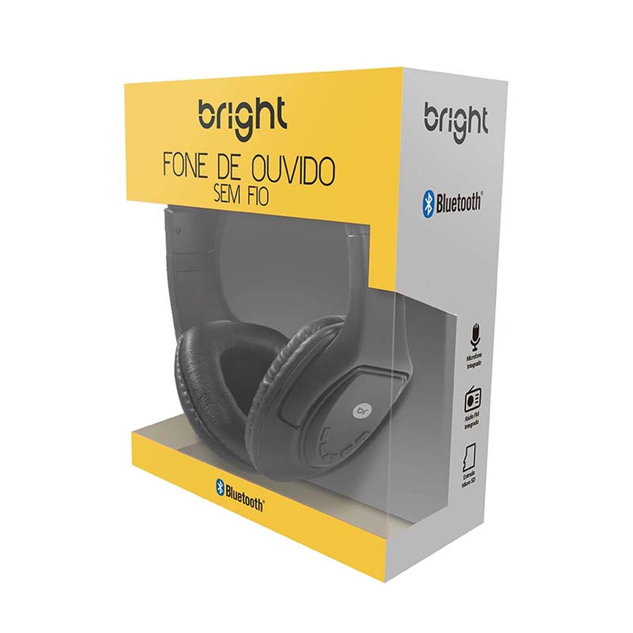 Fone de Ouvido Headphone Sem Fio Bluetooth entrada p/ cartão de memório + radio FM + microfone, 376 - Bright  - BRIGHT