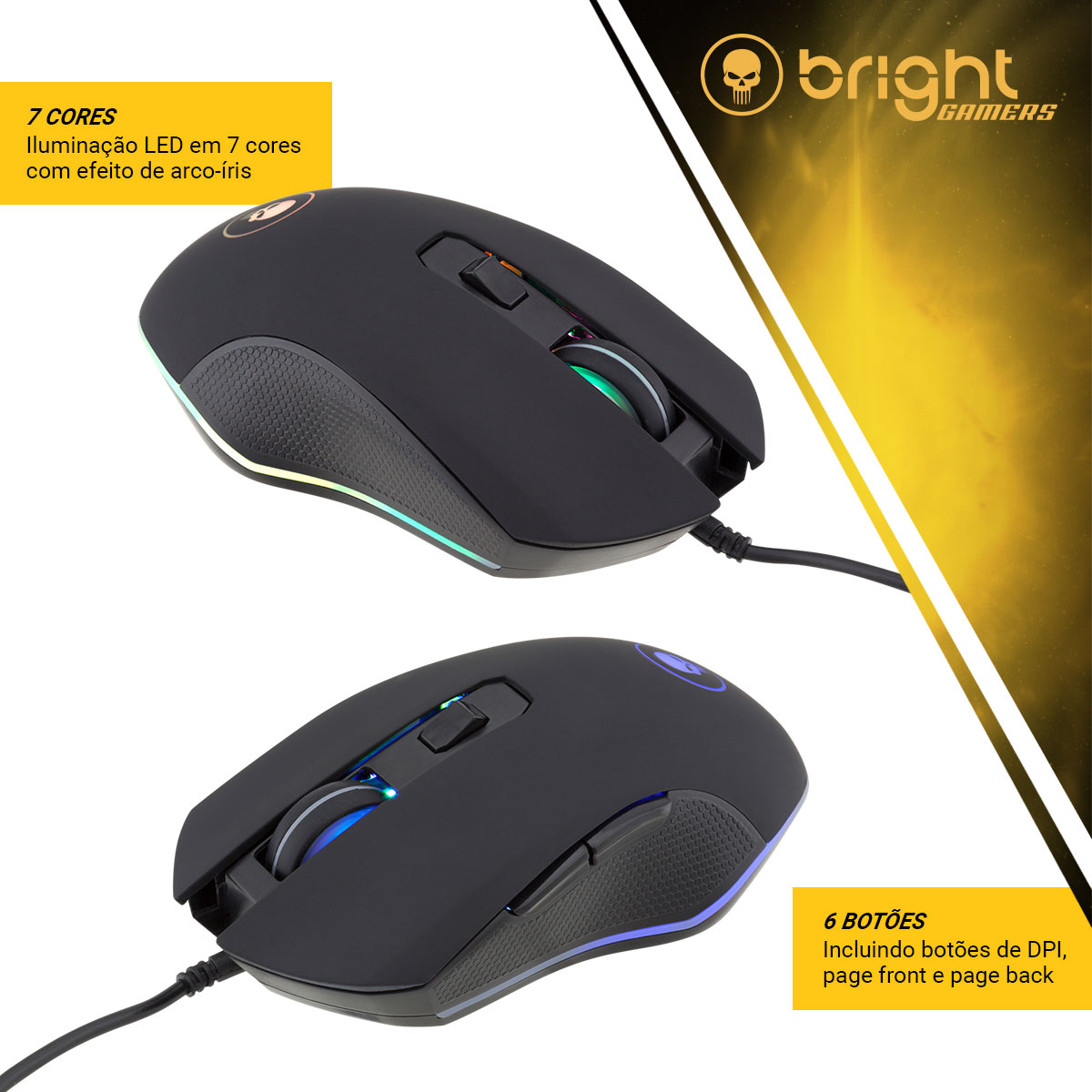 Kit Gamer Teclado e Mouse com Macro 6 Botões com Led e MousePad 542 Bright  - BRIGHT