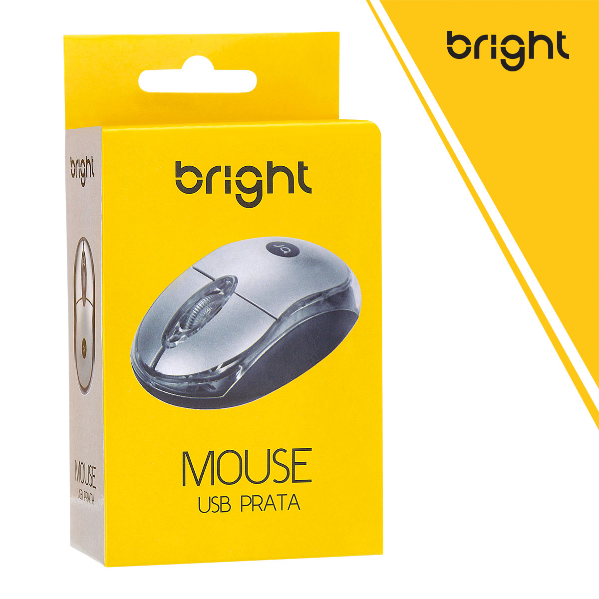 Mouse Usb Óptico com Fio Prata e Preto 800 Dpi 107 Bright - BRIGHT