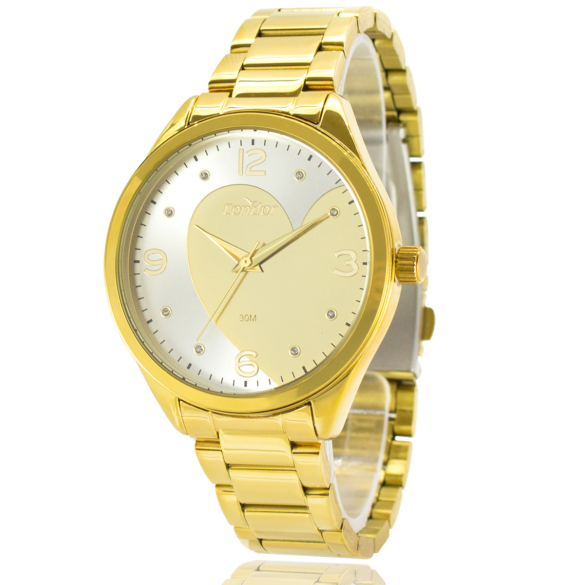 Relógio Condor Feminino Dourado com Colar e Brincos COPC21AEBZK4D