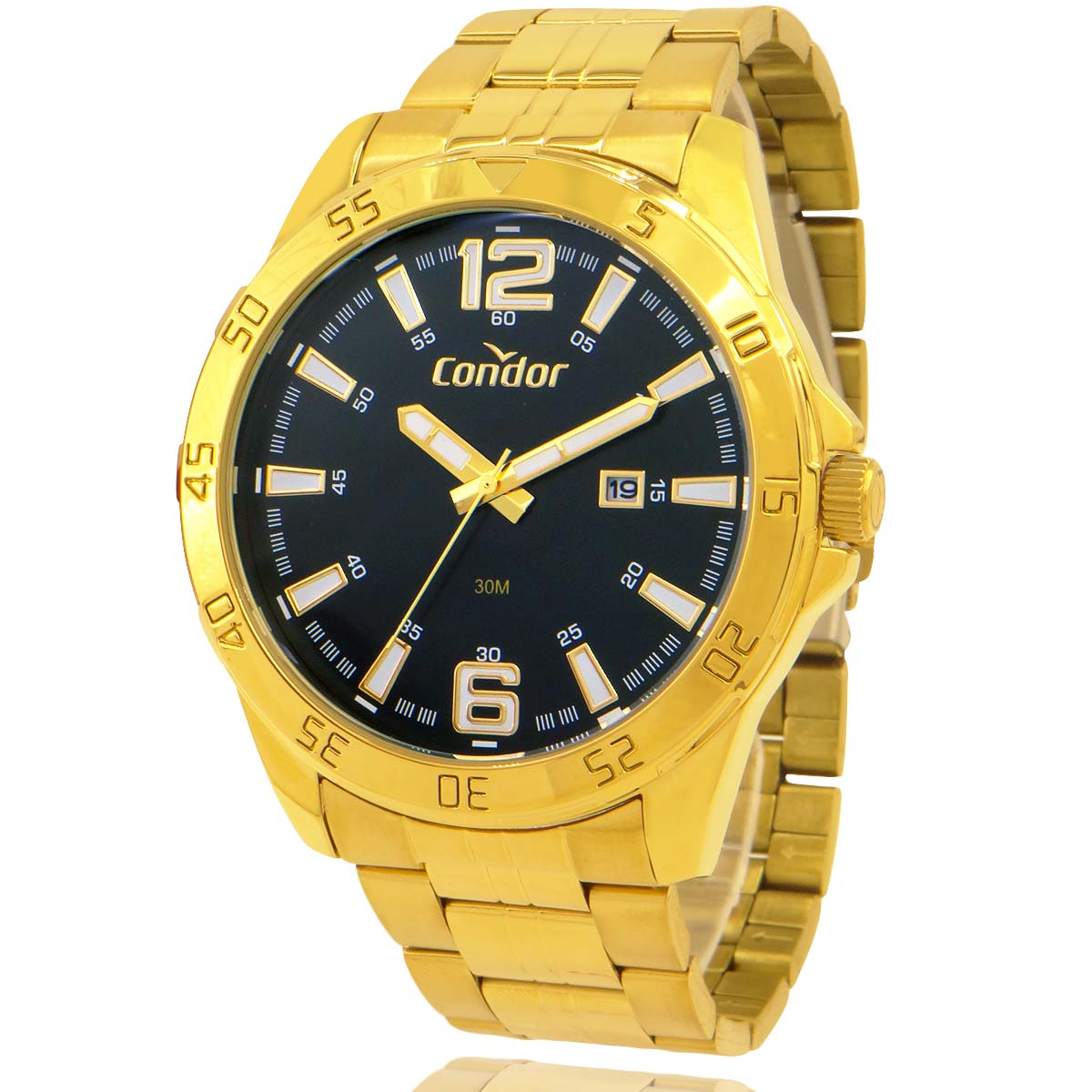 Relógio Condor  Masculino Dourado COPC323HACK4P com Chaveiro Lanterna de Brinde