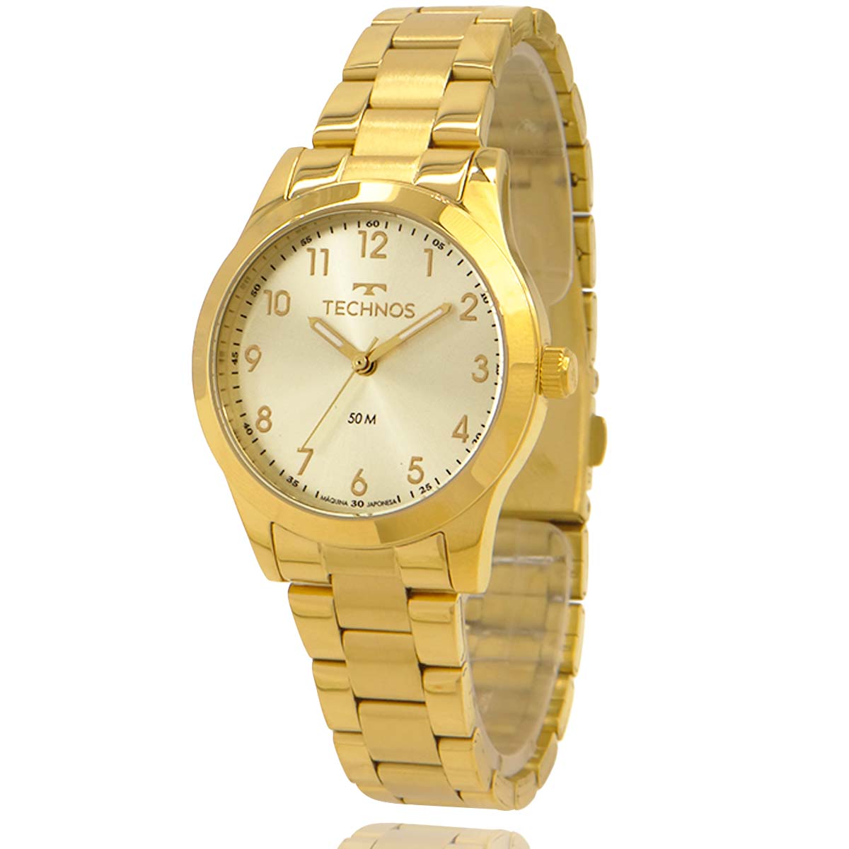 Relógio Technos Feminino Dourado com Colar e Brincos de Brinde 2035MKM1X