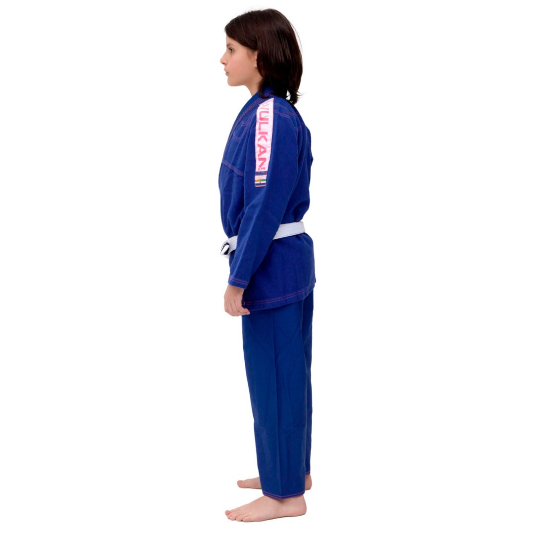 Kimono Jiu Jitsu Vulkan Ultra Light Azul Rosa Infantil