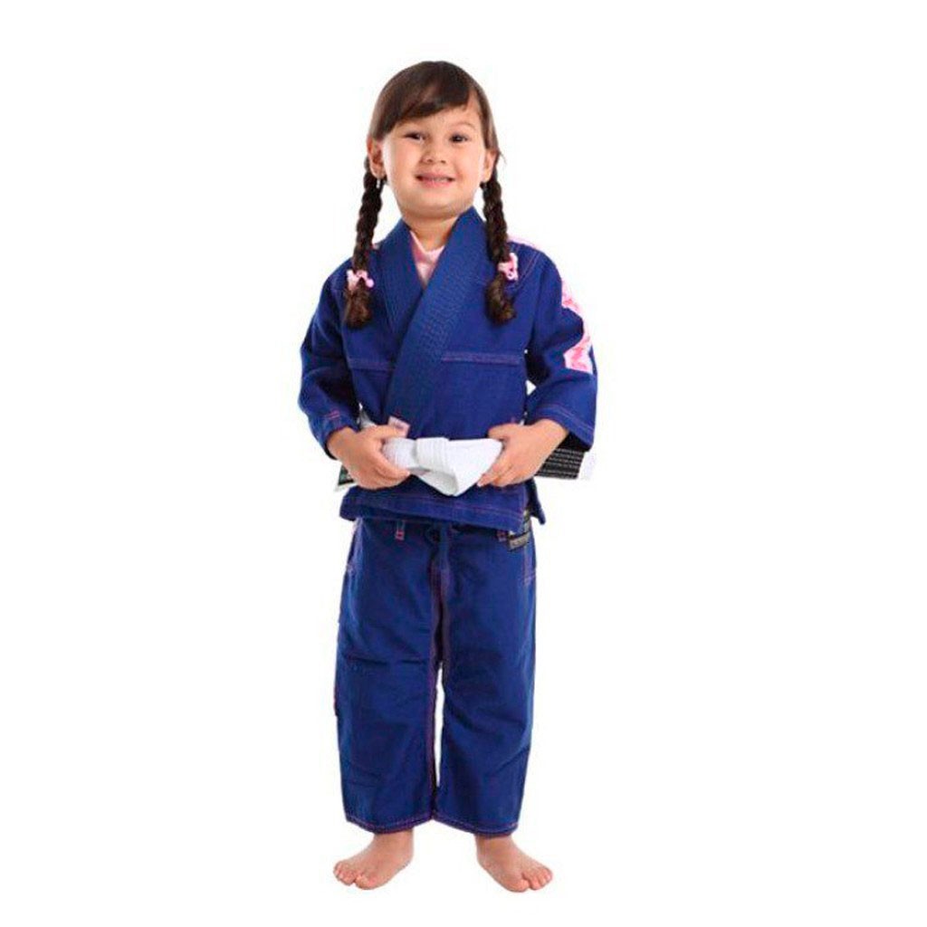 Kimono Jiu Jitsu Vulkan Ultra Light Azul Rosa Infantil