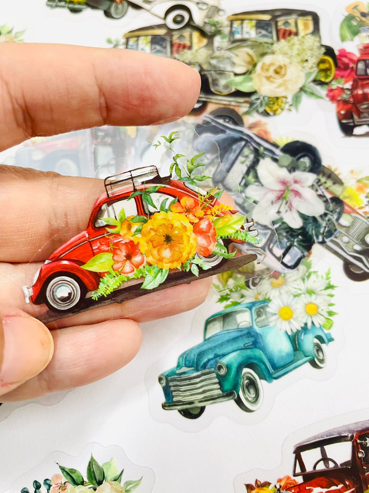 Adesivo carros antigos floral