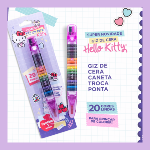 Giz de cera troca ponta Hello Kitty 20 cores