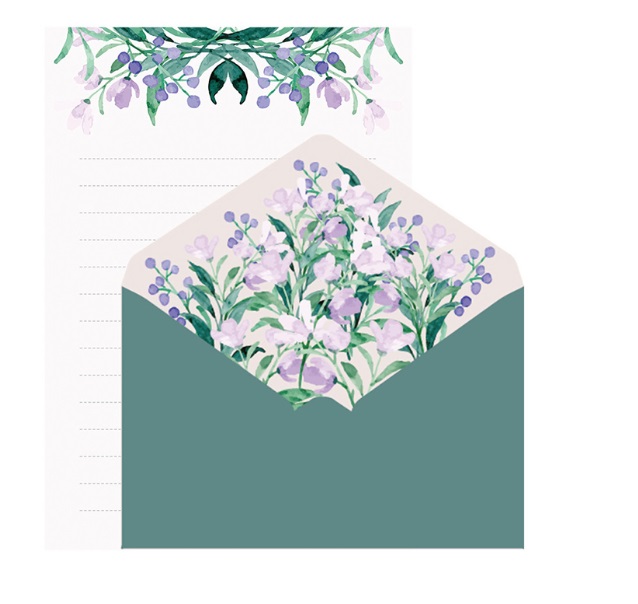 Kit papel de carta floral Lilás