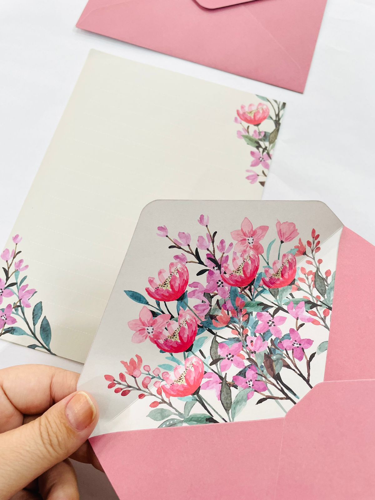 Kit papel de carta floral rosinha