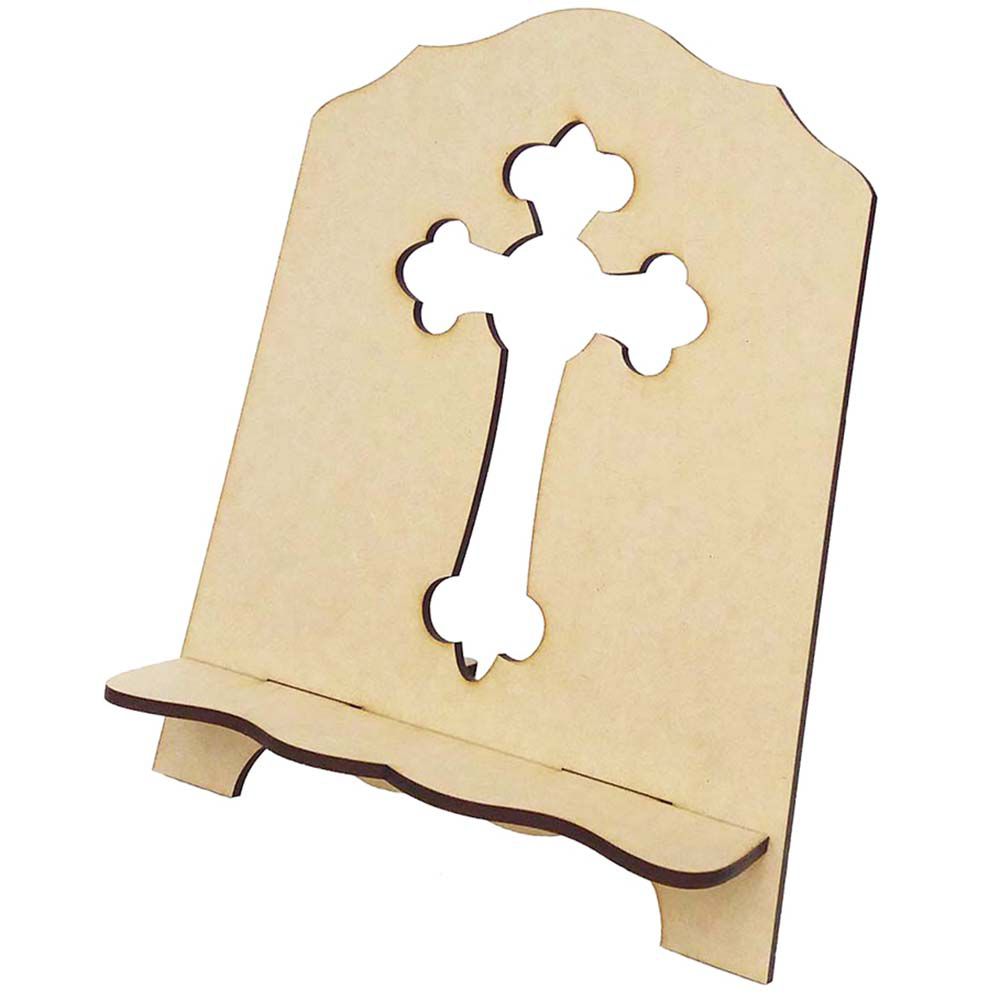Kit 6 suporte porta bíblia mdf P cruz vazada arte religiosa