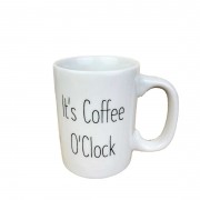 Caneca p/ Cafeteira It's Coffee O'Clock  em Porcelana 130ml Coleção Exclusiva Lettering