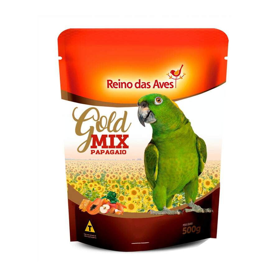COMBO com 3 Ração para Papagaio sementes com frutas Gold Mix