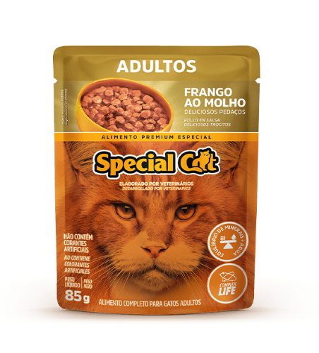Caixa com 12 SACHÊ SPECIAL CAT ADULTOS SABOR FRANGO 12 x 85g
