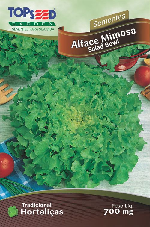 Semente Alface Mimosa Salad Bowl Topseed H024 -10 Pacotes