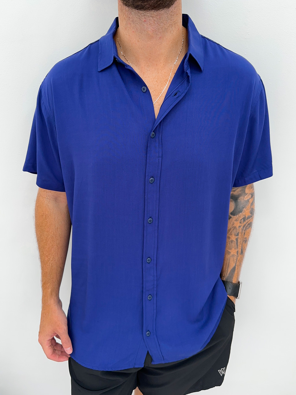 Camisa de Botão Azul Caneta