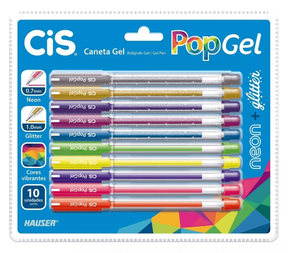 Caneta Gel Cis Pop Gel - Kit Com 10