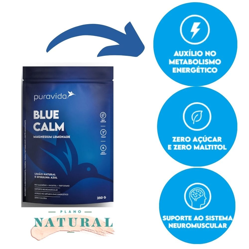 Blue Calm 250g Magnésio+inositol+spirulina Azul - Puravida